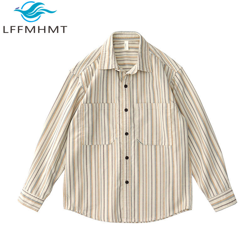 Corduroy Button Up Shirt Men - 남성용 일본풍 빈티지 스타일의 캐주얼한 넉넉한