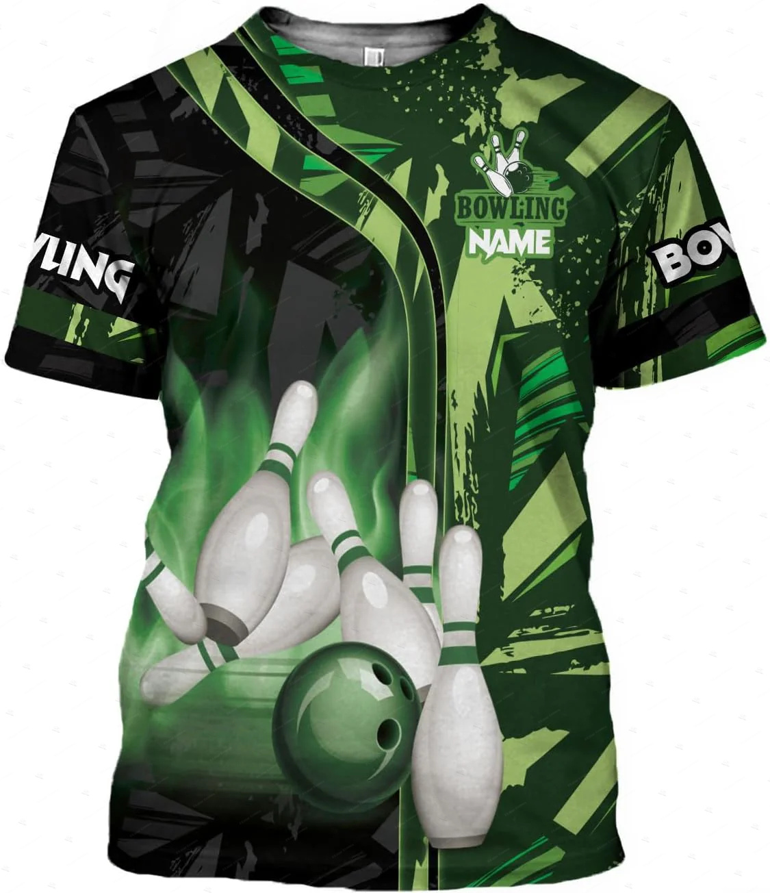 사용자 정의 이름 그라디언트 볼링 불꽃 낙서 다채로운  - Short Sleeve Bowling Shirt Retro 리뷰 및 가격